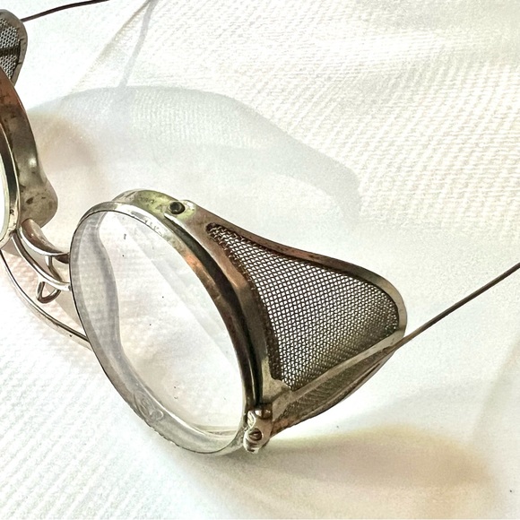 Antique Steampunk Safety Glasses Unisex Metal Glass Mesh Vintage Clear Glass - Picture 15 of 16
